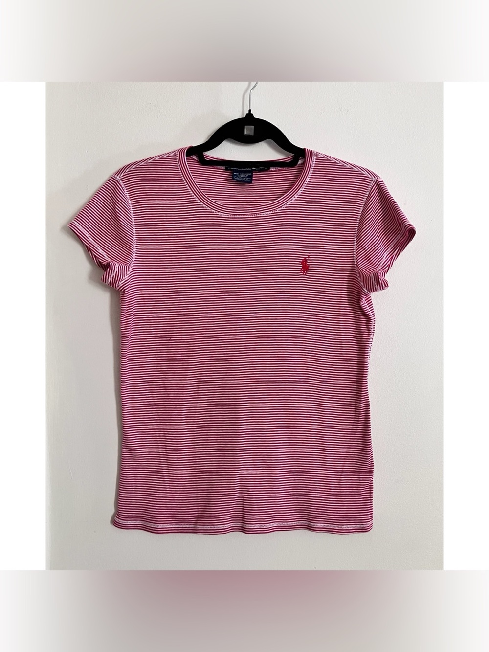 Polo Ralph Lauren Sport Red & White Striped Cotton Tee Women’s MED
